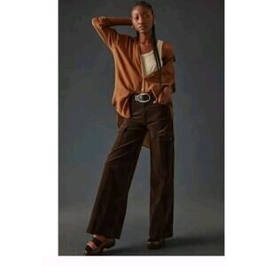 MOTHER The Undercover Cargo Wide Leg Corduroy Sneak in Mole Size 33